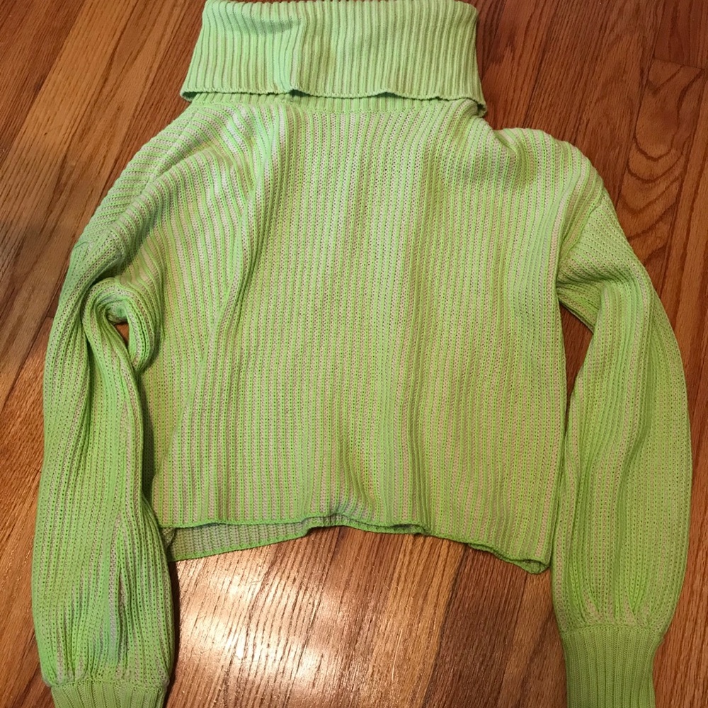 Bar III x Becca Tilley bright green turtle neck